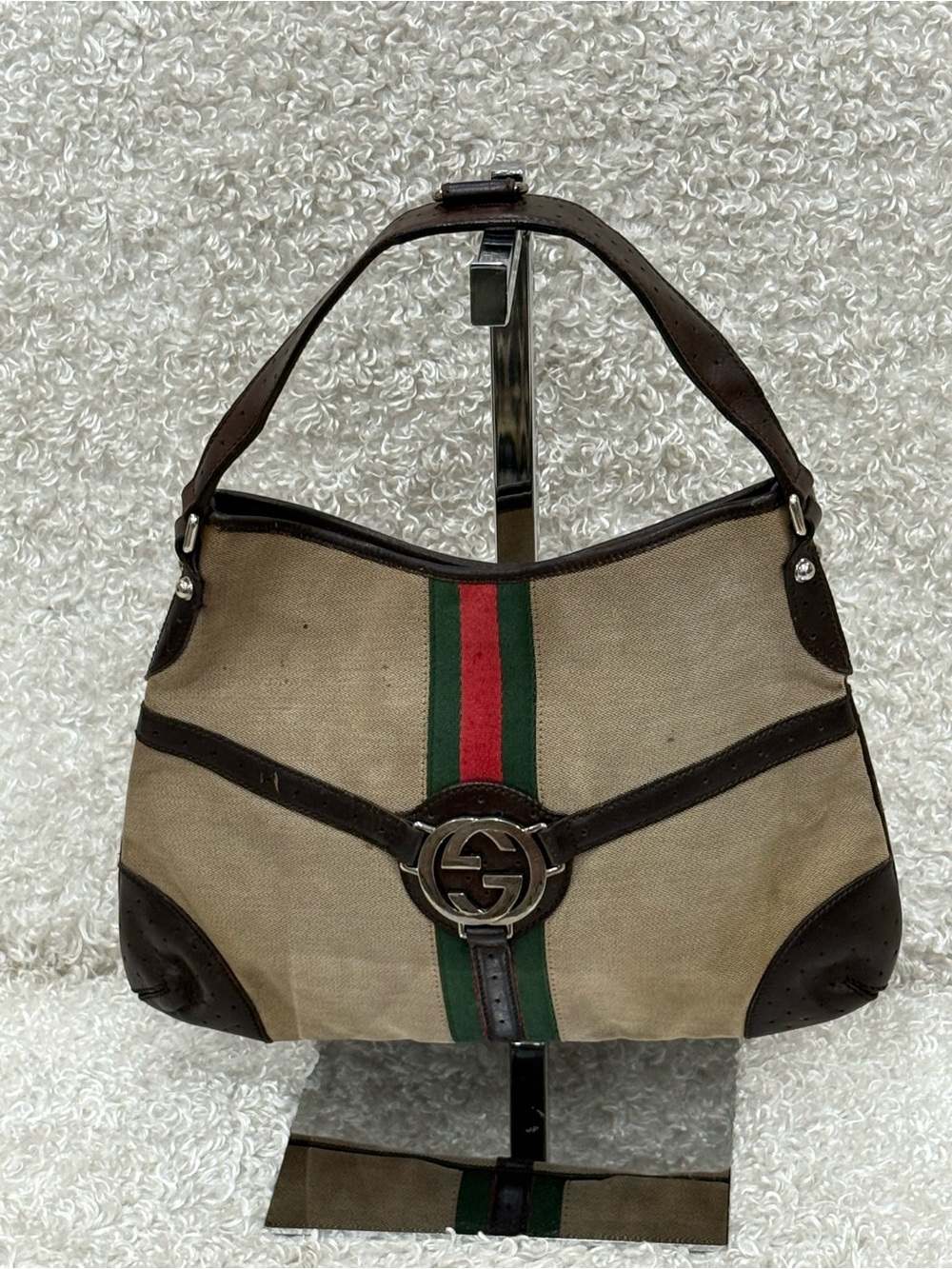 Gucci Reins Web Shoulder Bag Canvas